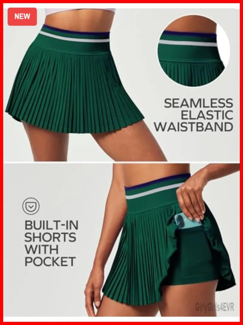 Pleated Tennis Skirt with Shorts Seamless High Waisted Athletic Skort with